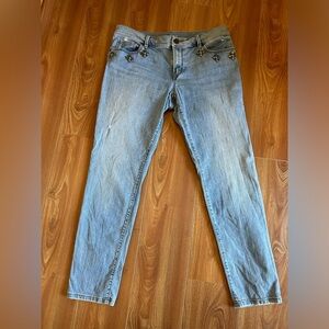 Loft distressed jeans with rhinestones